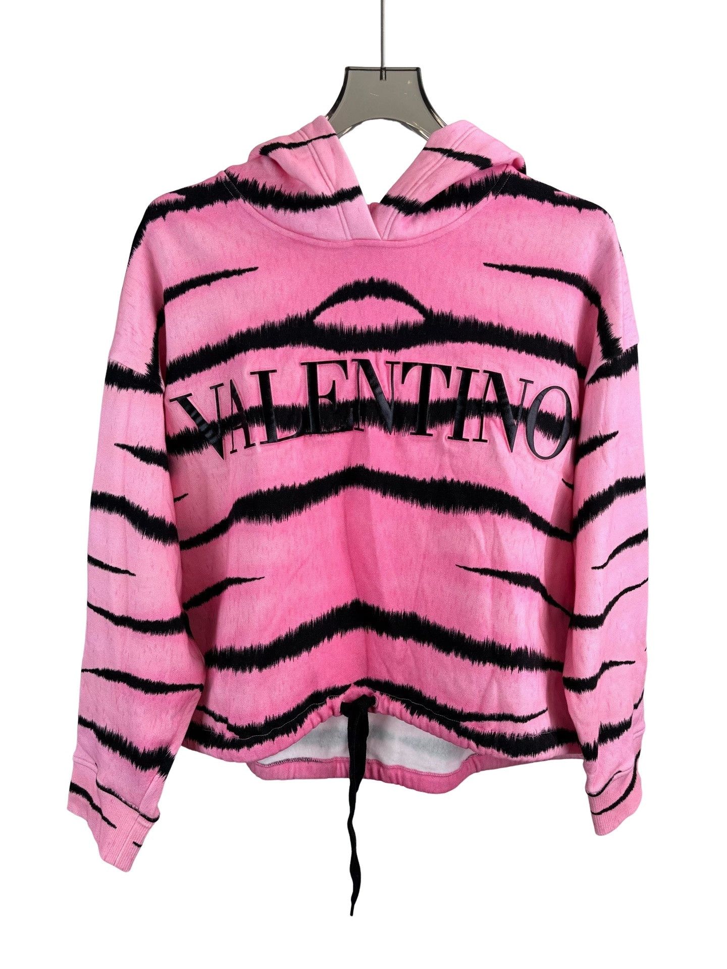 Valentino Valentino Pink Zebra Print Logo Hoodie Size L Size L / US 10 / IT 46 - 1 Thumbnail