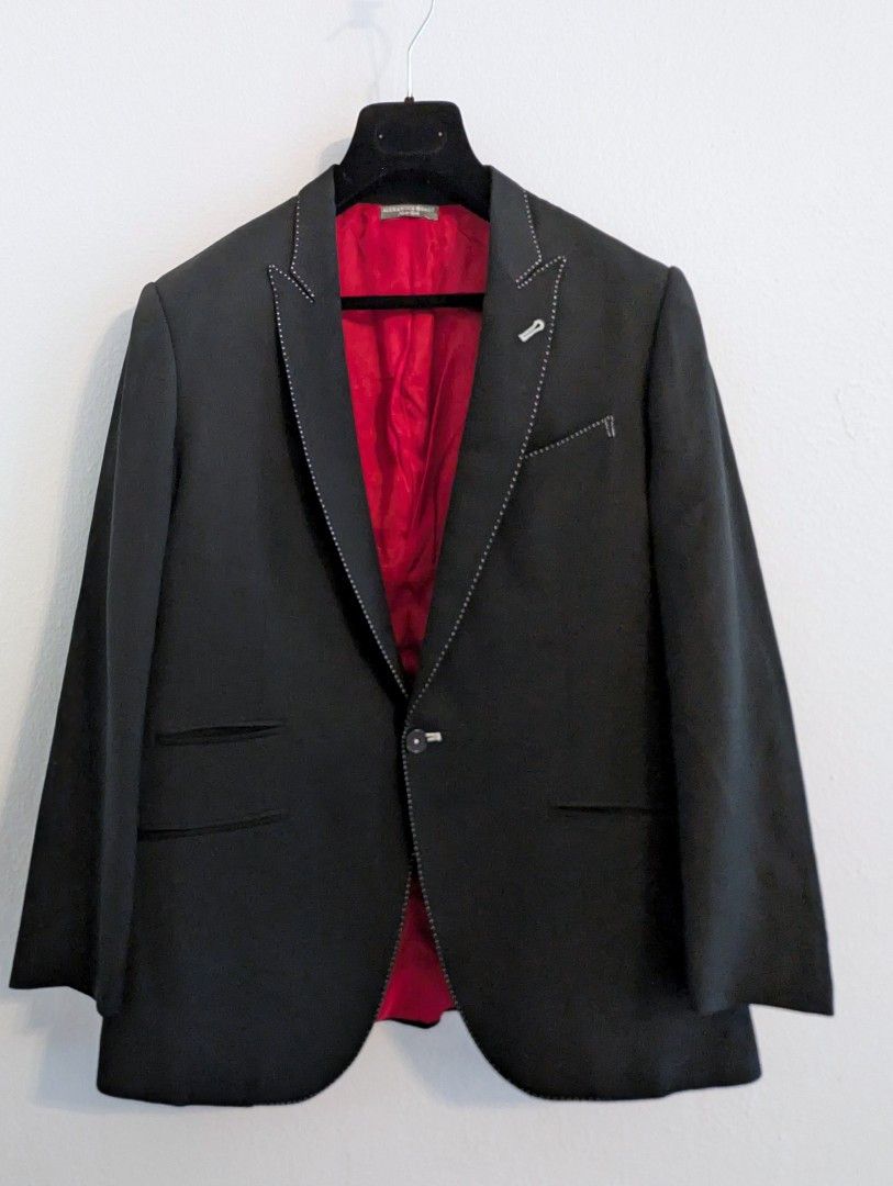 Other Black Alexander Nash peak lapel blazer with pick stitch, 42R Size 42R - 1 Thumbnail