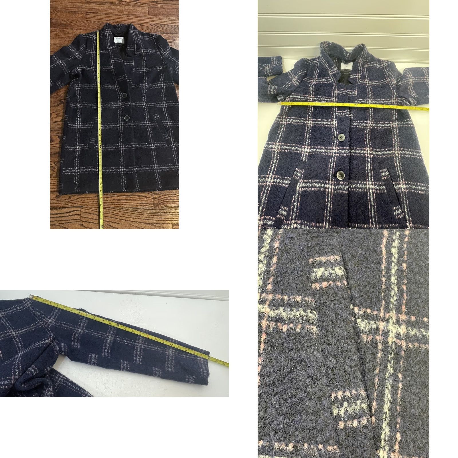 Old Navy Old Navy Coatigan Women Small Navy Plaid Wool Blend Button Pocketed Mid-Length Knit Coatigan, Regular Fit, Outdoor, Winter Fall Spring Size S / US 4 / IT 40 - 9 Thumbnail