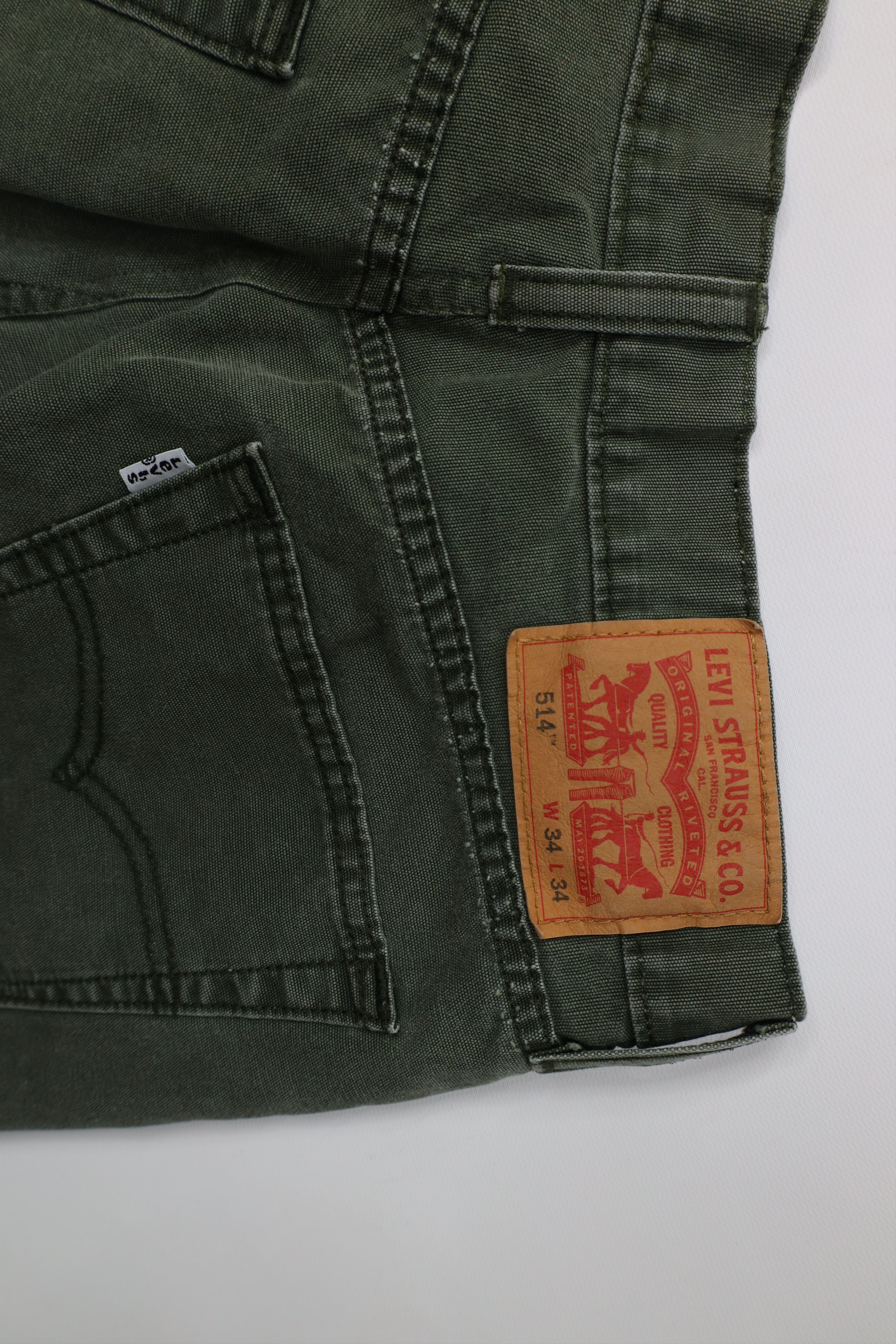Levi's Vintage Y2K Levis 514 Cotton Canvas Straight Leg Jeans Green Size US 32 / EU 48 - 14 Thumbnail