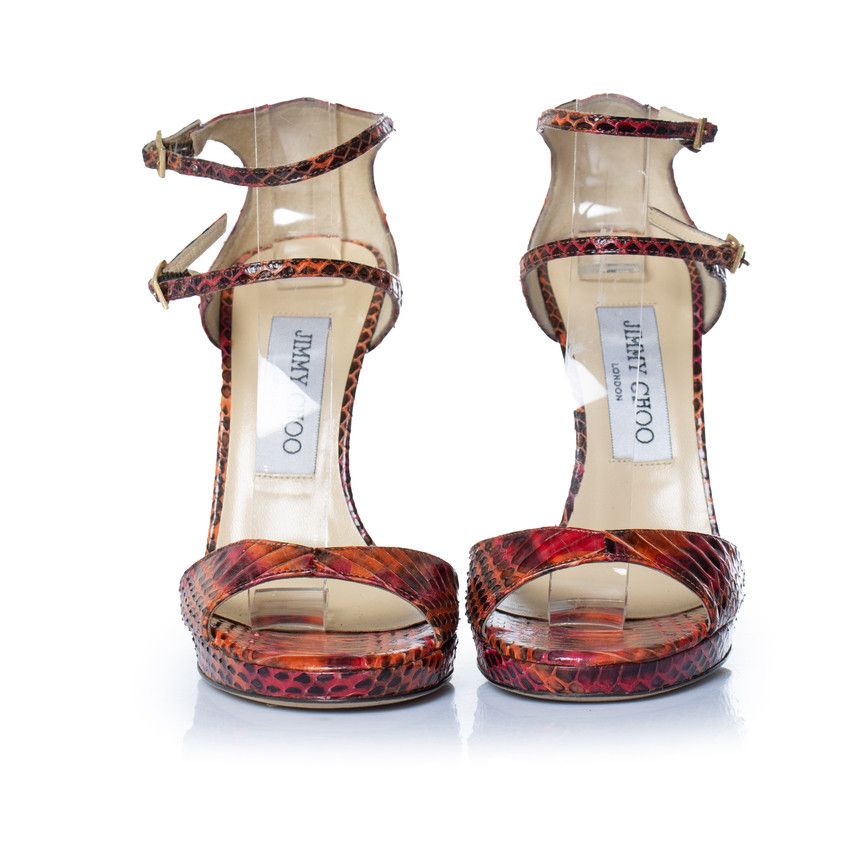 Jimmy Choo Jimmy Choo, Python sandal in orange and pink Size US 6 / IT 36 - 5 Thumbnail