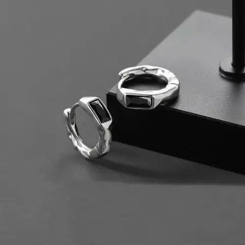 Other × Sterling Silver 925 Silver Plated Silver Hoop Earrings for Men Women Size ONE SIZE - 2 Thumbnail