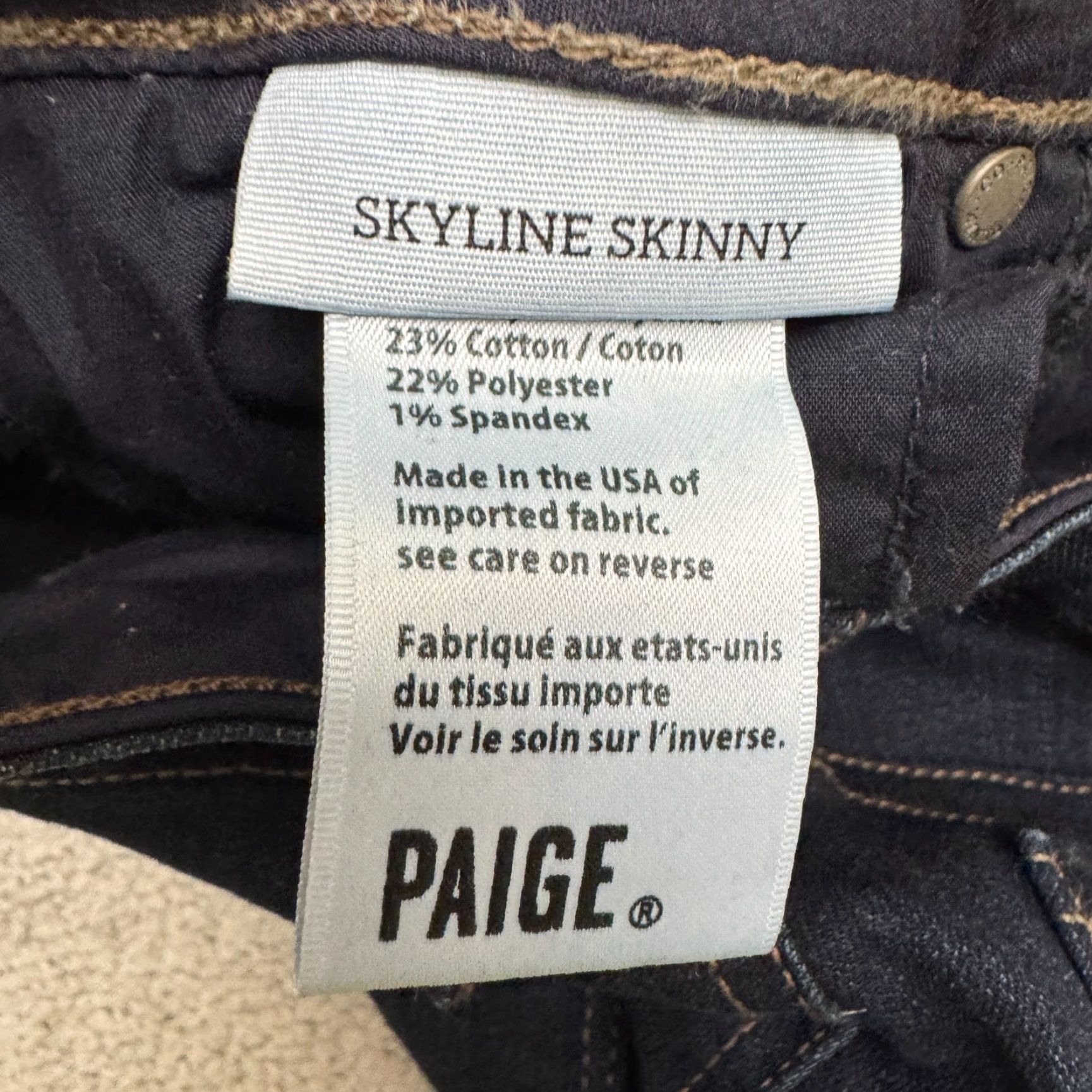 Paige Paige Skyline Jeans Womens 27 Skinny Denim Black Dark Wash Mid Rise 5-Pocket Stretch Size 26" / US 2 / IT 38 - 7 Thumbnail