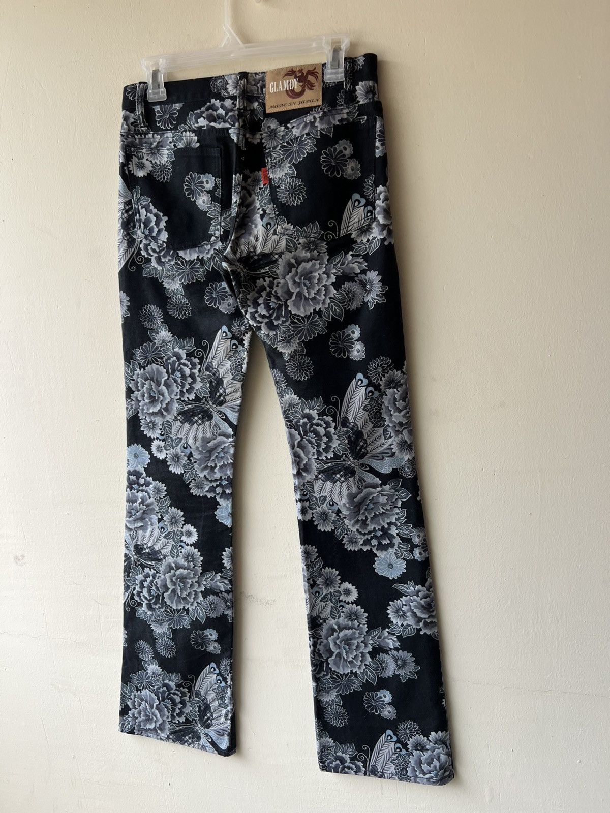 5351 POUR LES HOMMES Vintage GLAMDY Japan All Printed Bootcut Jeans Flare Size US 29 - 21 Thumbnail