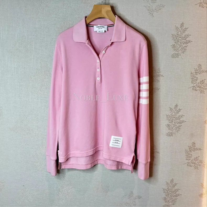 Thom Browne Thom Browne Pink waffle Polo long sleeves Size S / US 4 / IT 40 - 1 Thumbnail