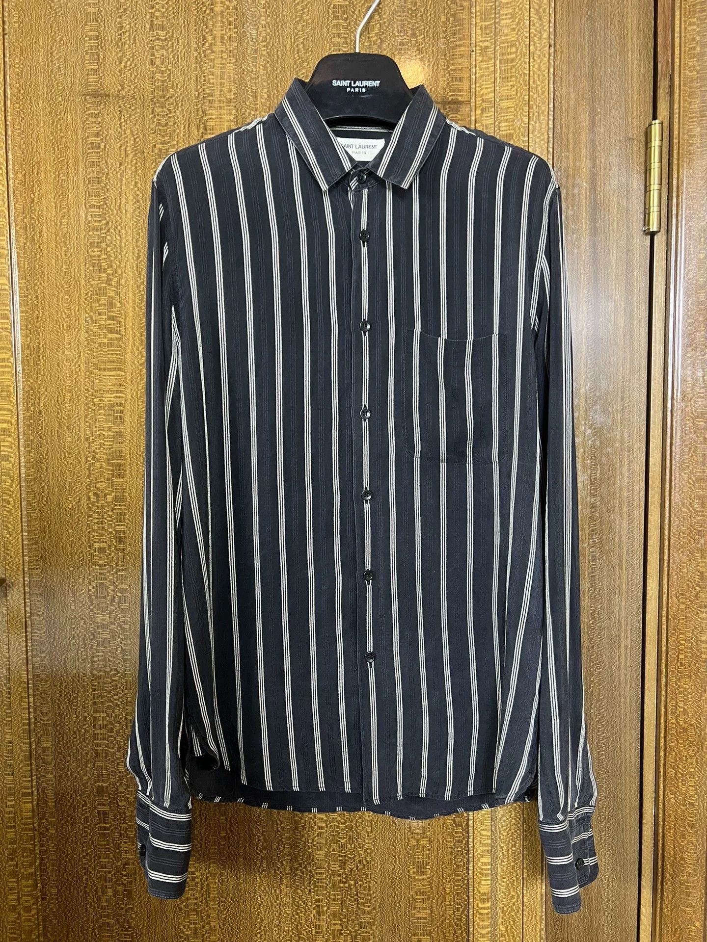 Saint Laurent slp silk three-stripe shirt -DMC