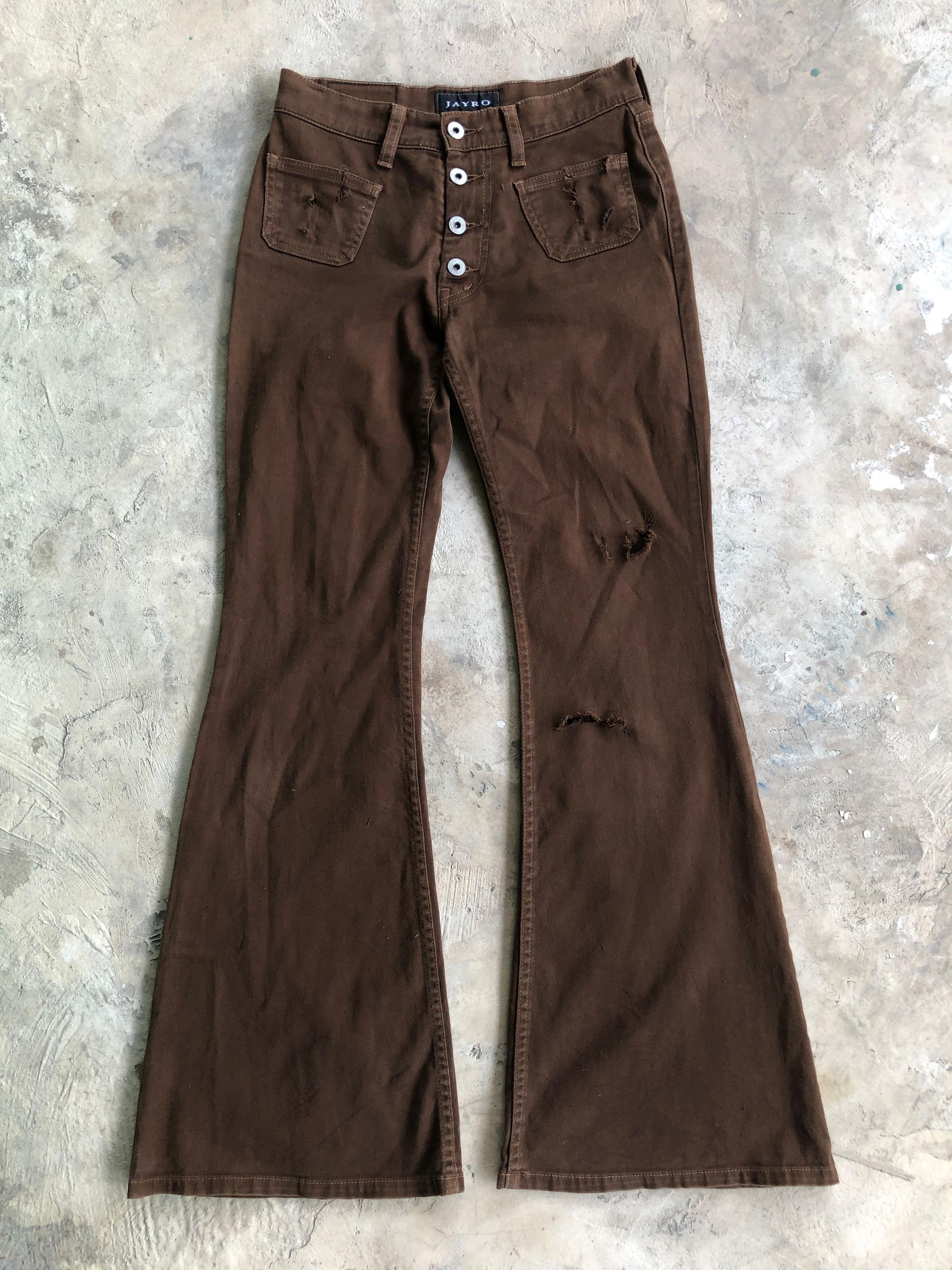 14th Addiction × If Six Was Nine × Le Grande Bleu (L.G.B.) Distressed Bell Bottom Pants Size US 28 / EU 44 - 1 Thumbnail