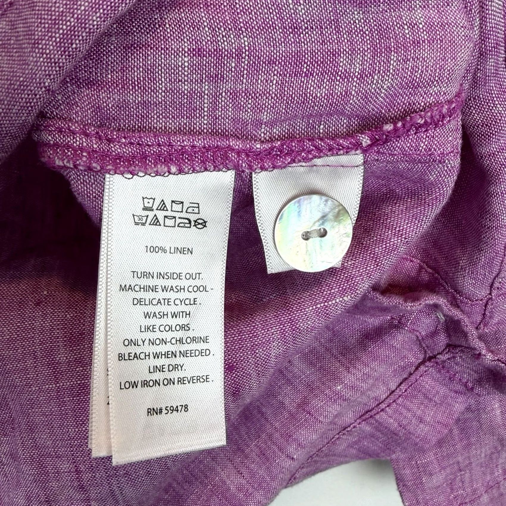 Pinko Sigrid Olsen Tunic Top Womens S Linen Pink Blouse Beach Coastal 3/4 Sleeve Button Collared Relaxed Shirt Size S / US 4 / IT 40 - 8 Thumbnail