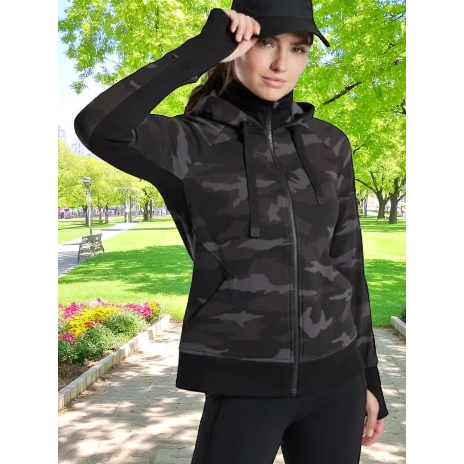 Athleta Athleta Triumph Printed Hoodie - Black Camo - Size XS - NWT Size XS / US 0-2 / IT 36-38 - 1 Thumbnail