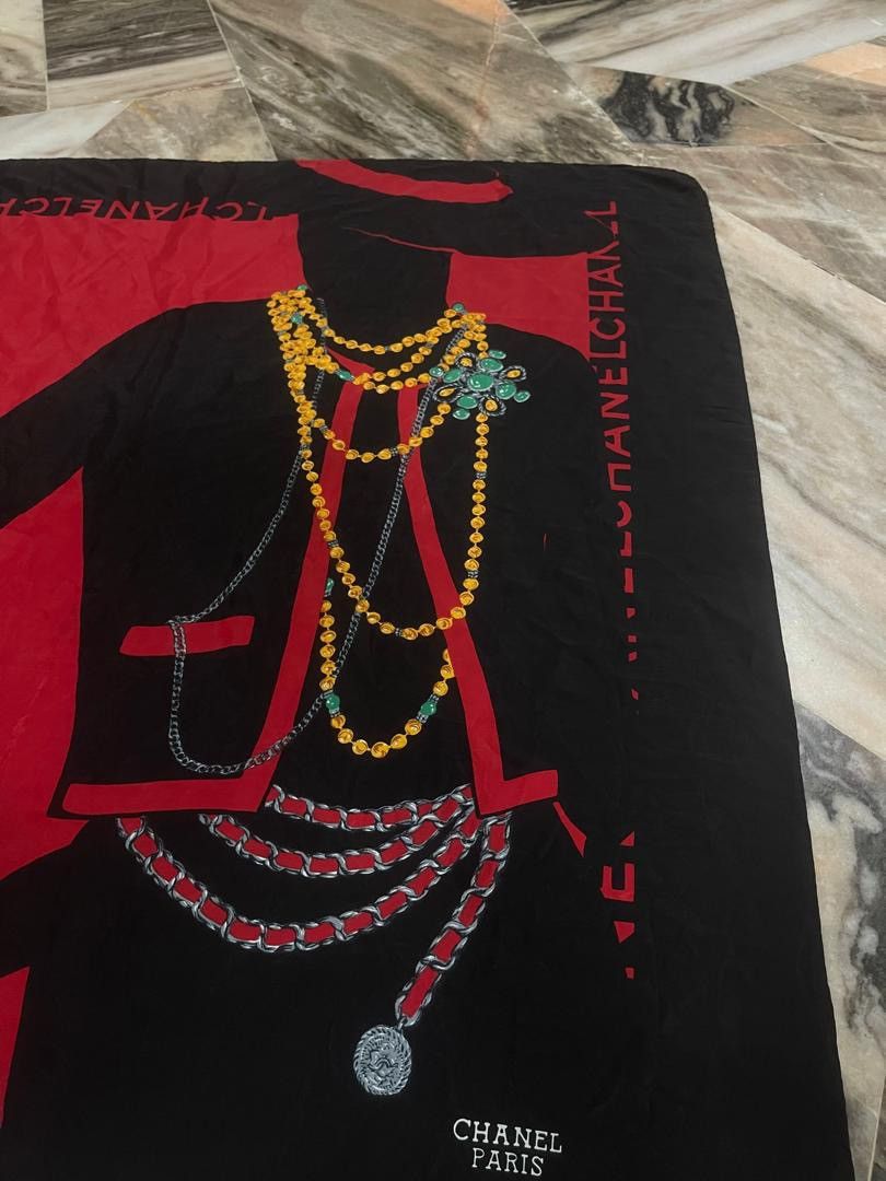 Chanel Chanel Silk Scarf Red and Black Color Size ONE SIZE - 4 Thumbnail