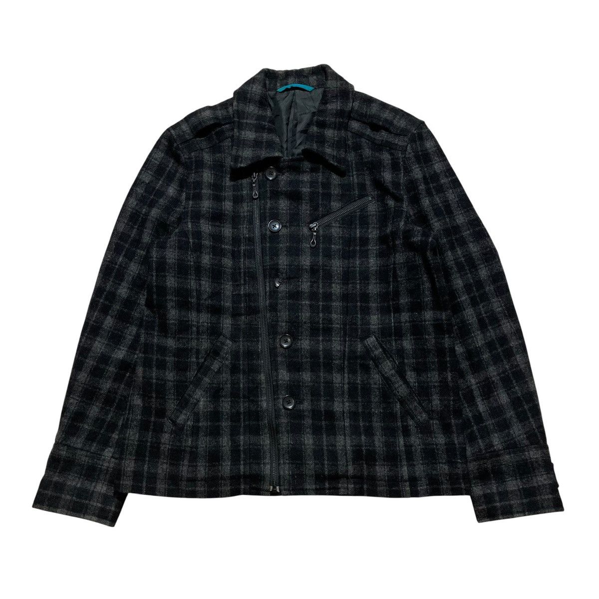 MALE & CO. - Asymmetrical Wool Napoleon Biker Jacket Vkei