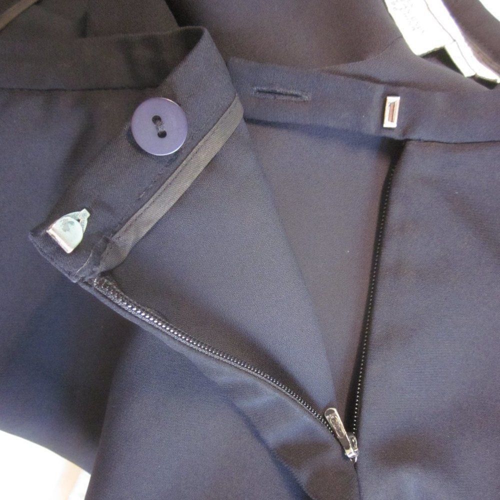 Good Worth & Co. Worth Silk Wide Leg Trousers Black/ Very Dark Navy Blue Drap Size 28" / US 6 / IT 42 - 4 Thumbnail