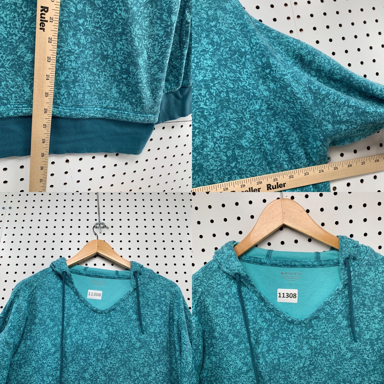 Athleta Athleta Hoodie Sweatshirt Womens Large Green Floral V Neck Pullover 24.5x29 Size L / US 10 / IT 46 - 8 Thumbnail