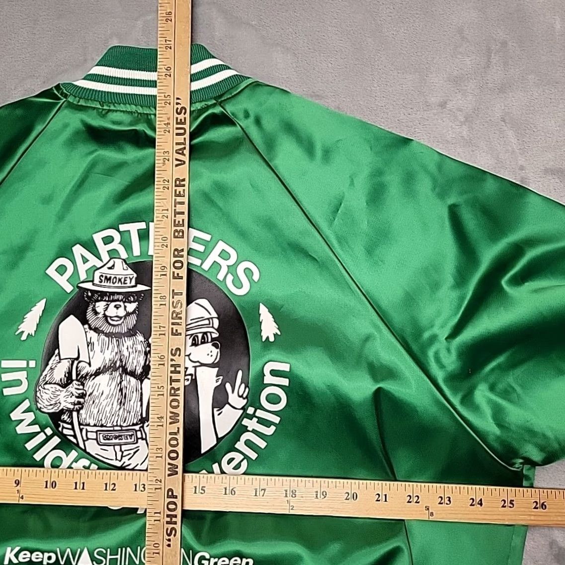 Vintage VTG Smokey Bear Jacket XL Satin Bomber Green USA Made Nike Size US XL / EU 56 / 4 - 8 Thumbnail