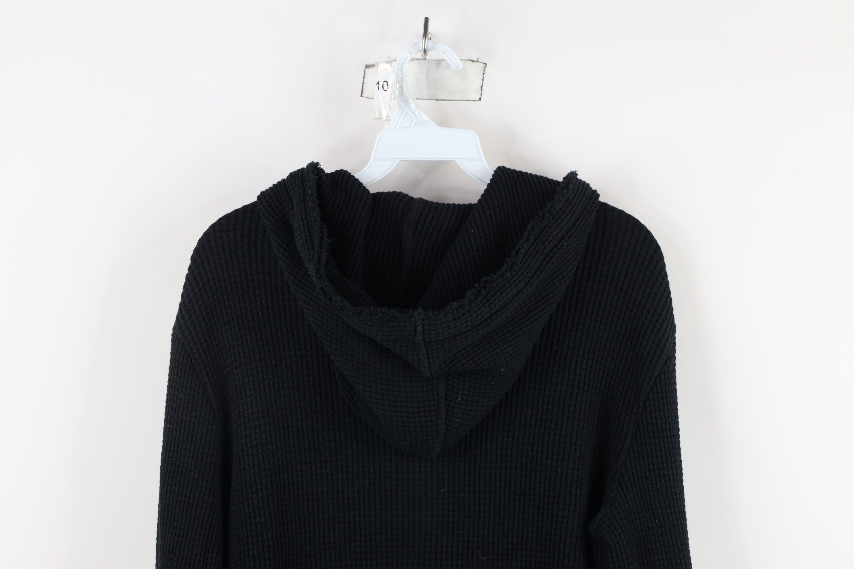 Armani Exchange × Vintage Armani Exchange Leather Trim Thermal Waffle Knit Hoodie Size US L / EU 52-54 / 3 - 13 Thumbnail