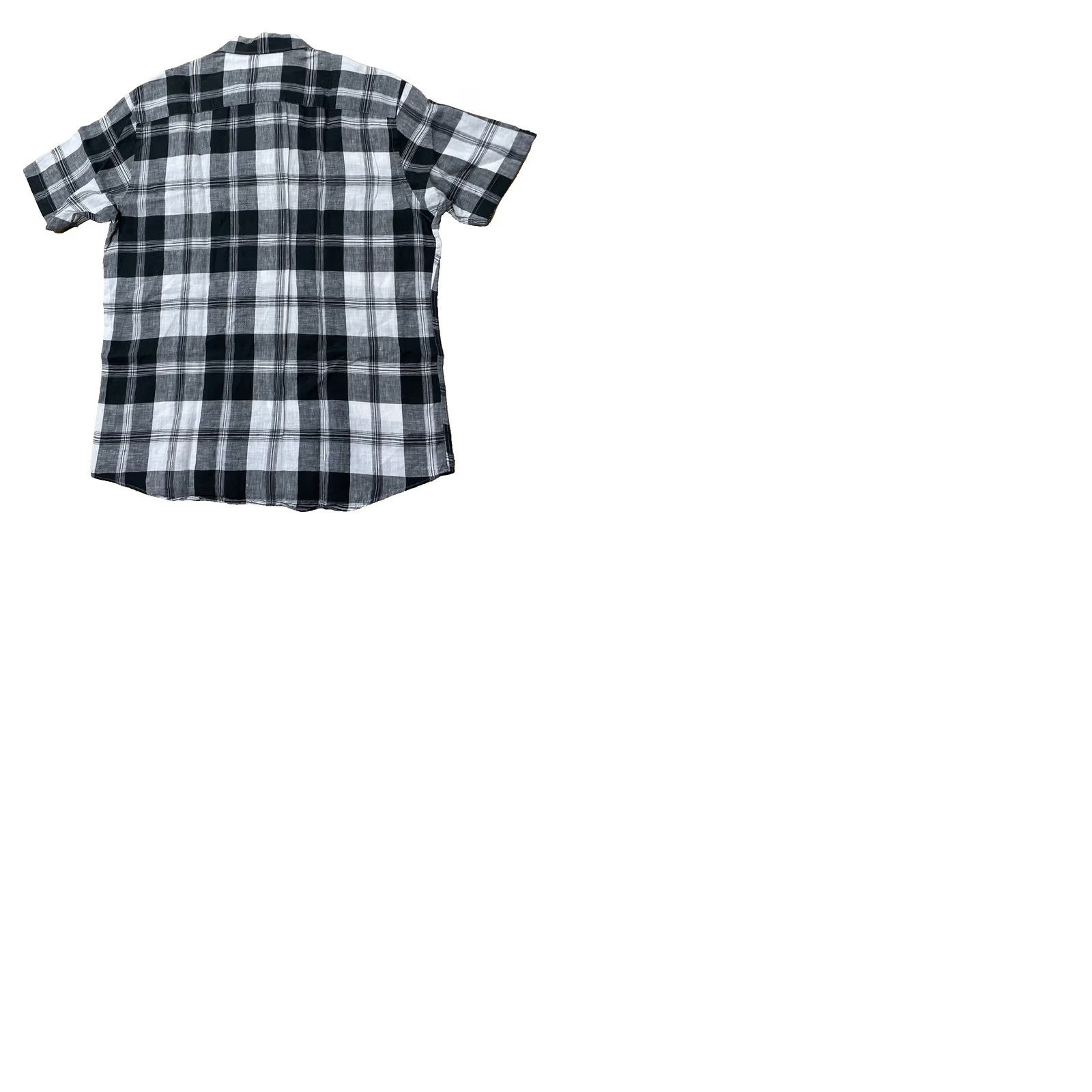 BUGATCHI BUGATCHI UOMO Shaped Fit Linen Shirt Men L Black White Checkered Plaid Collared Shirt Size US L / EU 52-54 / 3 - 12 Thumbnail