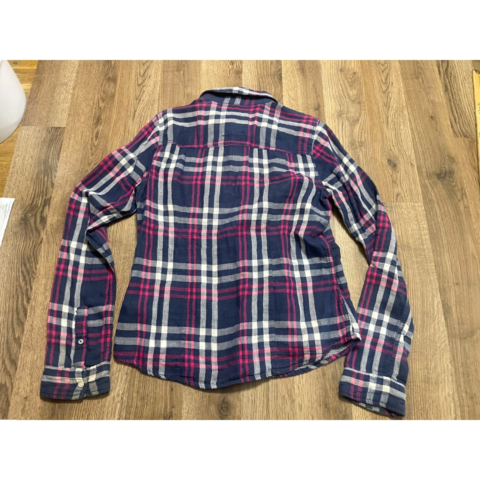 Vintage Gilly Hicks Shirt Womens Medium Blue Purple Grey Plaid Long Sleeve Button Up Size M / US 6-8 / IT 42-44 - 2 Thumbnail