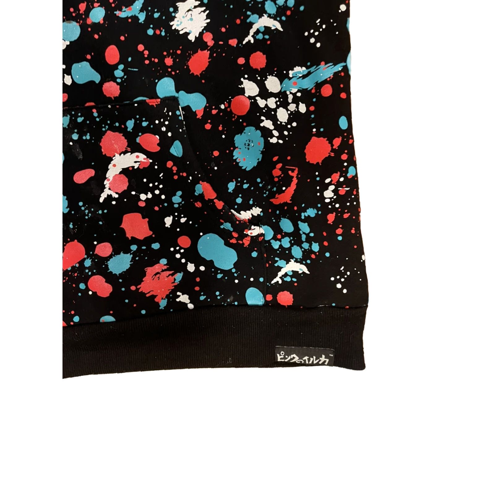 Pinko VINTAGE Pink Dolphin Splatter Hoodie XL Men Pullover Black Size US XL / EU 56 / 4 - 4 Thumbnail