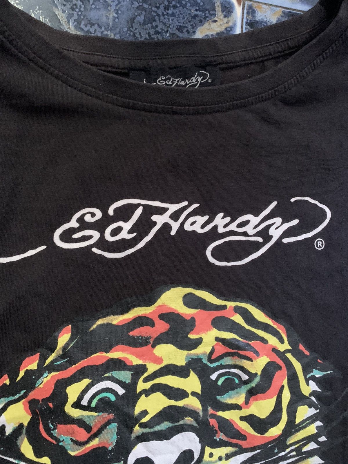 Ed Hardy Ed Hardy Tiger Print T Shirt By Christian Audigier Black Size US XL / EU 56 / 4 - 7 Thumbnail