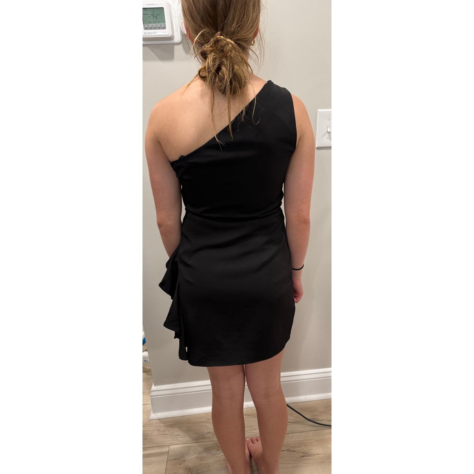 Other Lovers + Friends Black One Shoulder Ruffle Mini Dress Small Size S / US 4 / IT 40 - 1 Thumbnail