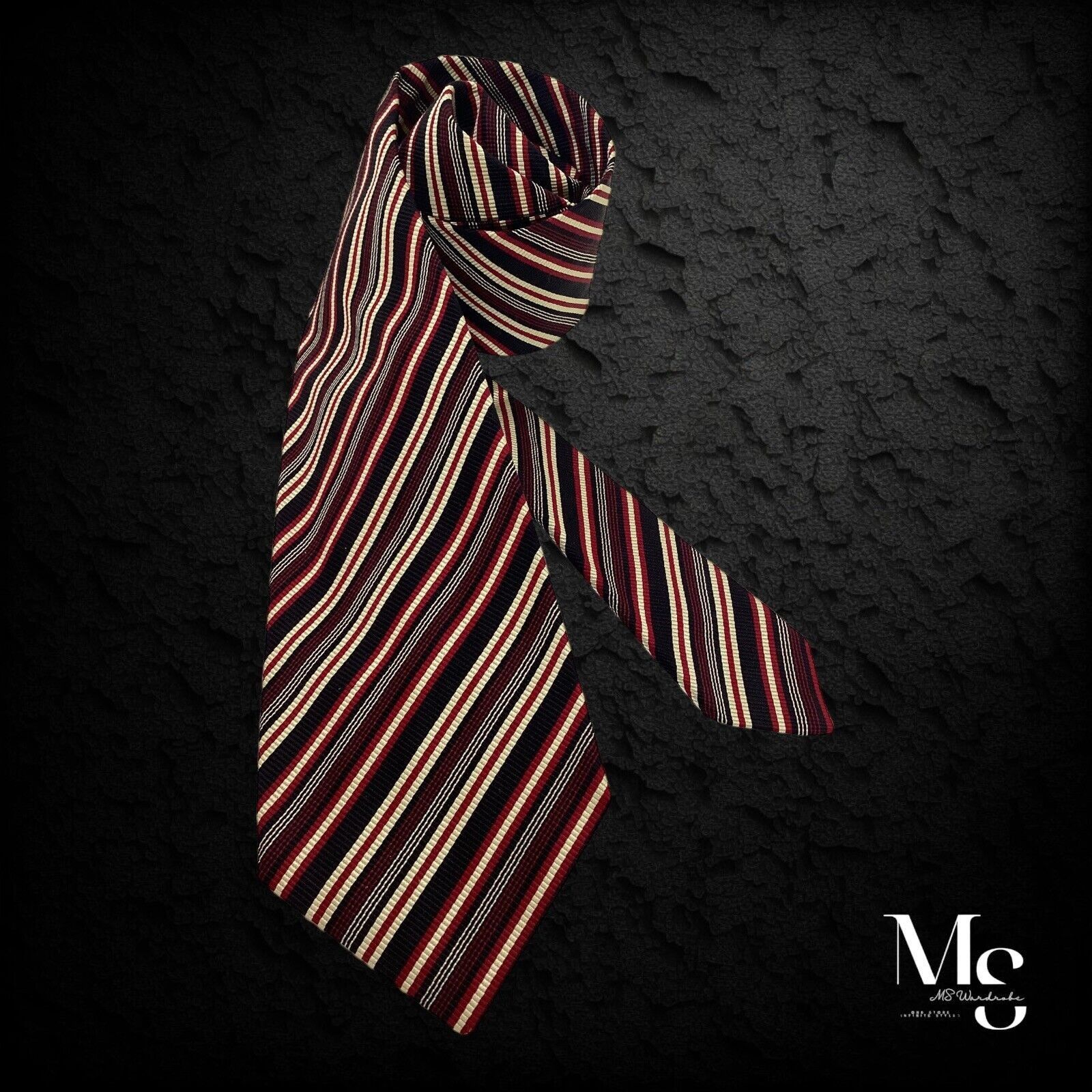 Kiton KITON NAPOLI 7Fold Burgundy Striped Silk Tie Made In Italy W Size ONE SIZE - 3 Thumbnail
