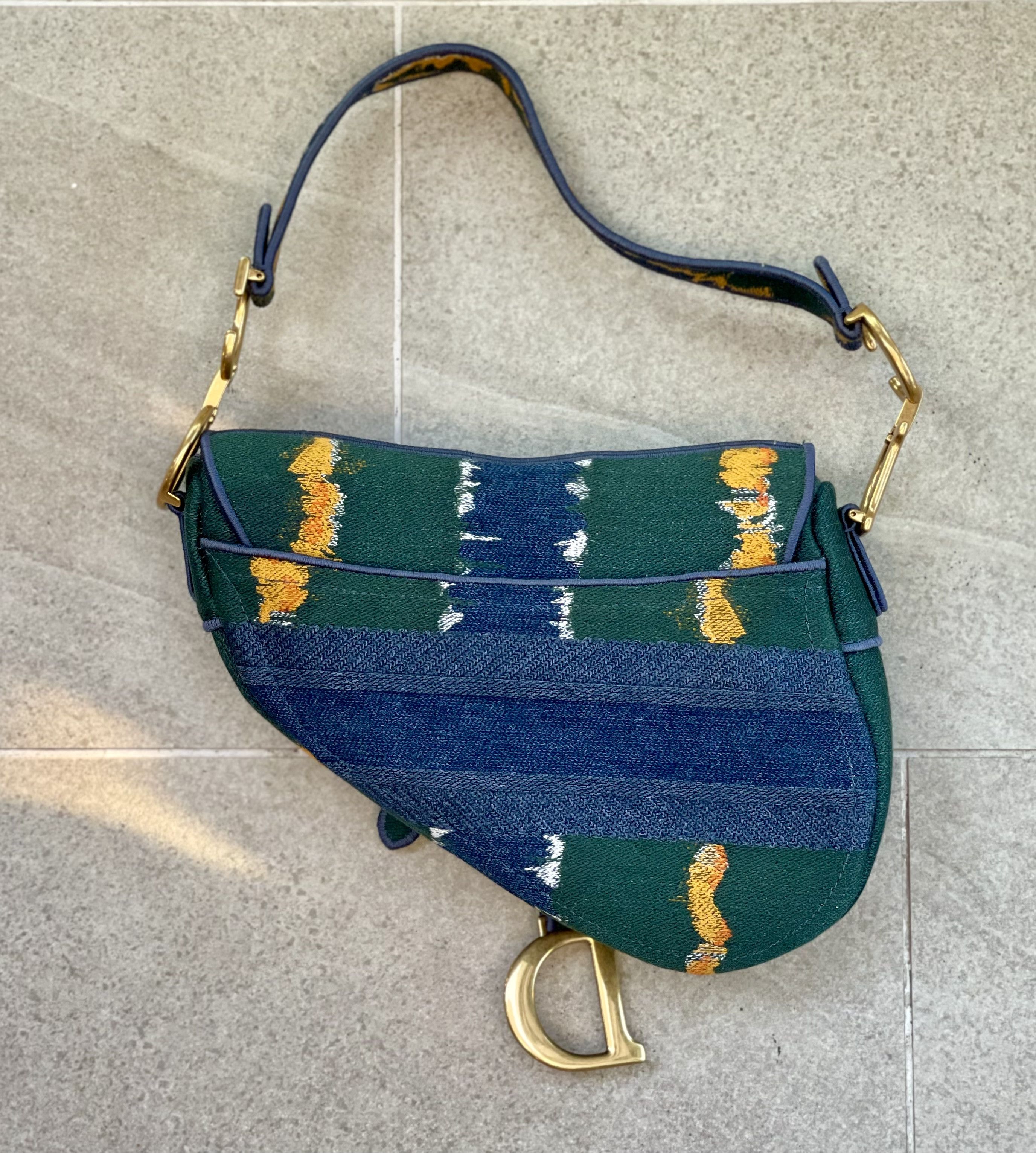 Dior Dior Embroidered Canvas Saddle Bags Vintage Olive Green Size ONE SIZE - 7 Thumbnail