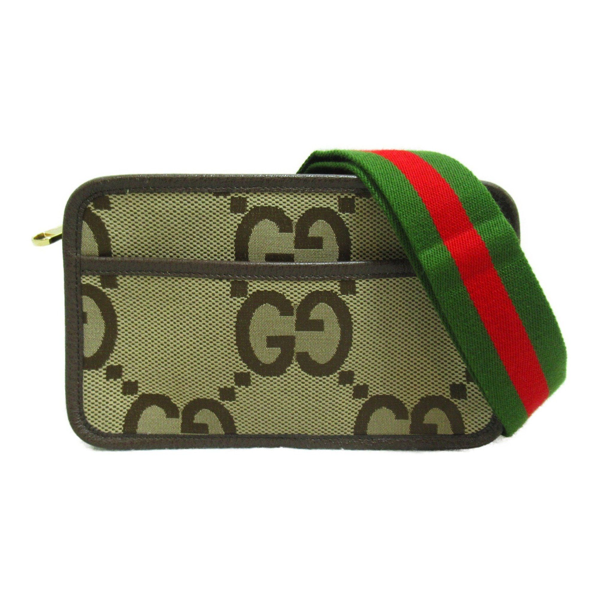 image of Gucci GG Jumbo Shoulder Bag Beige Dark Brown GG Canvas 696075, Women's