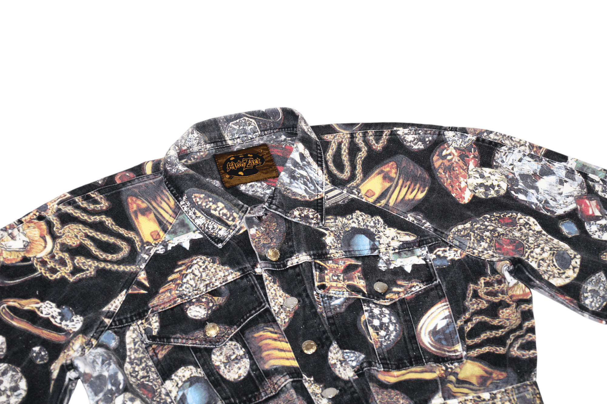 Vintage 90's ModzArt London Gems artwork cropped design denim jacket Size M / US 6-8 / IT 42-44 - 9 Thumbnail
