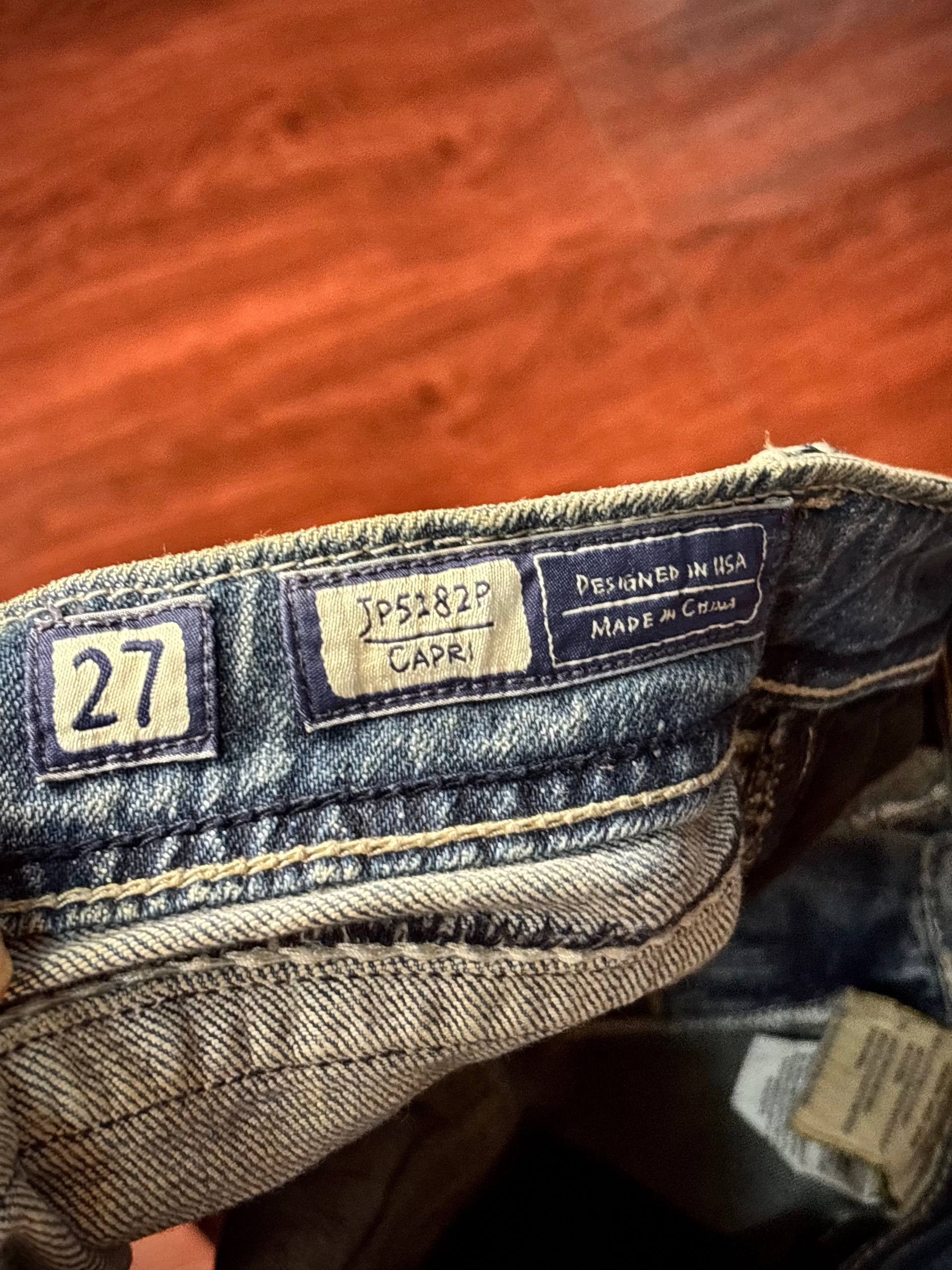 Issey Miyake Vintage Y2K Miss Me Capri Embroidered Cross Denim Pants Size 28" / US 6 / IT 42 - 5 Thumbnail