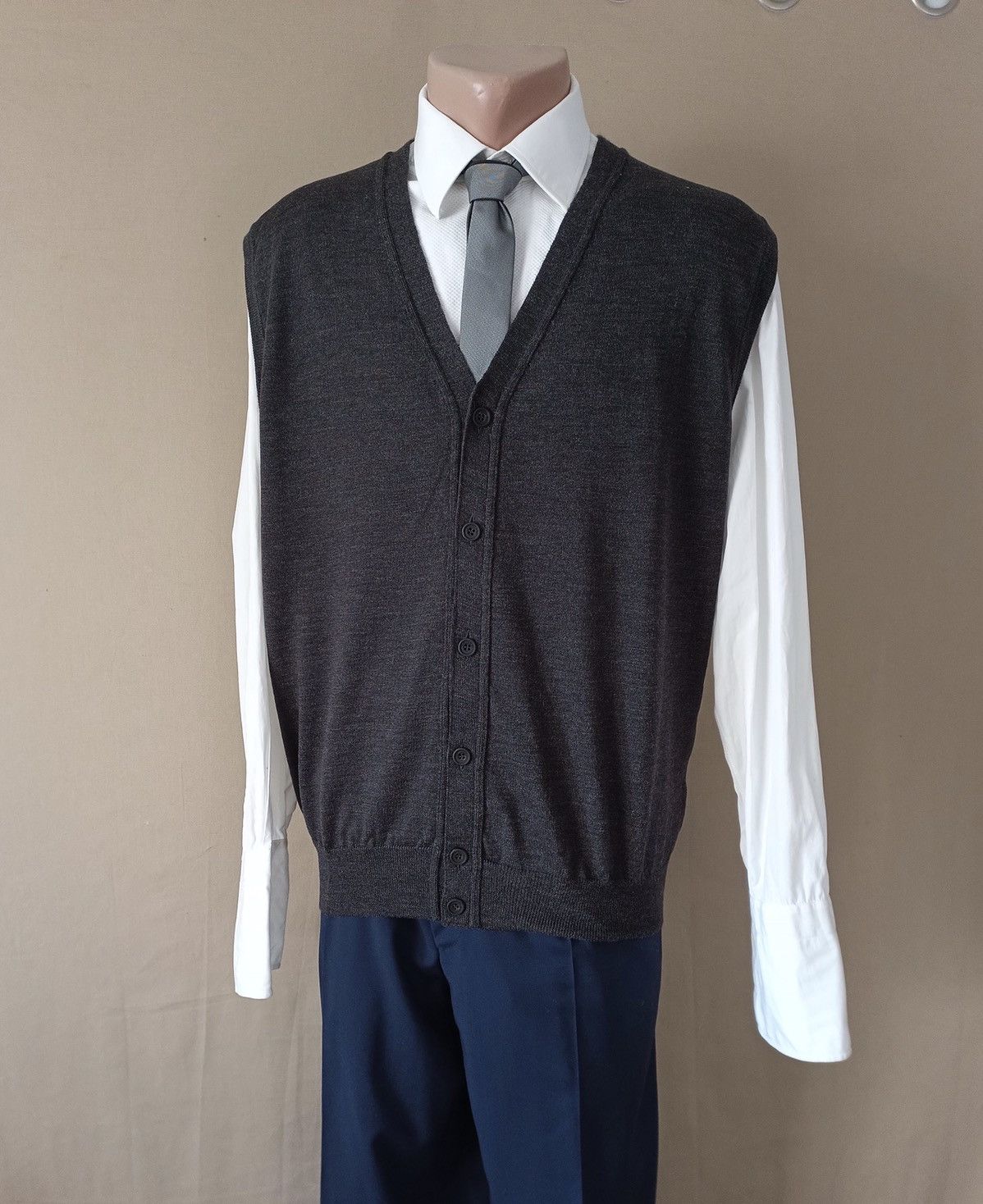 Zanieri Zanieri Lana Wool Grey Mens Knit Cardigan Vest XL Size US XL / EU 56 / 4 - 2 Thumbnail