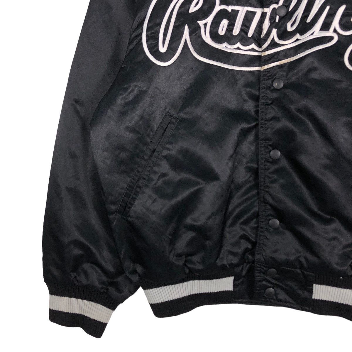Japanese Brand 🔥Vintage Satin Bomber Jacket Rawlings Spell Out Big Logo Size US L / EU 52-54 / 3 - 4 Thumbnail
