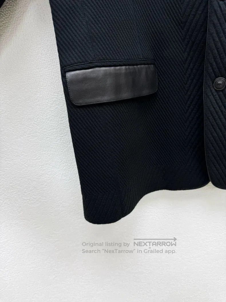 Versace VERSACE Leather Trim Casual Blazer. Size US L / EU 52-54 / 3 - 6 Thumbnail