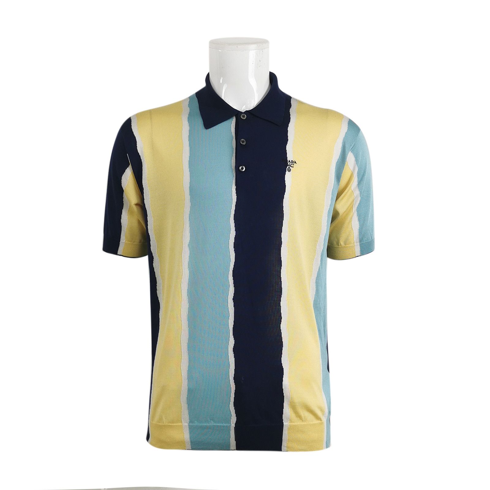 Prada Prada Striped Silk Polo Shirt Size M Size US M / EU 48-50 / 2 - 1 Thumbnail