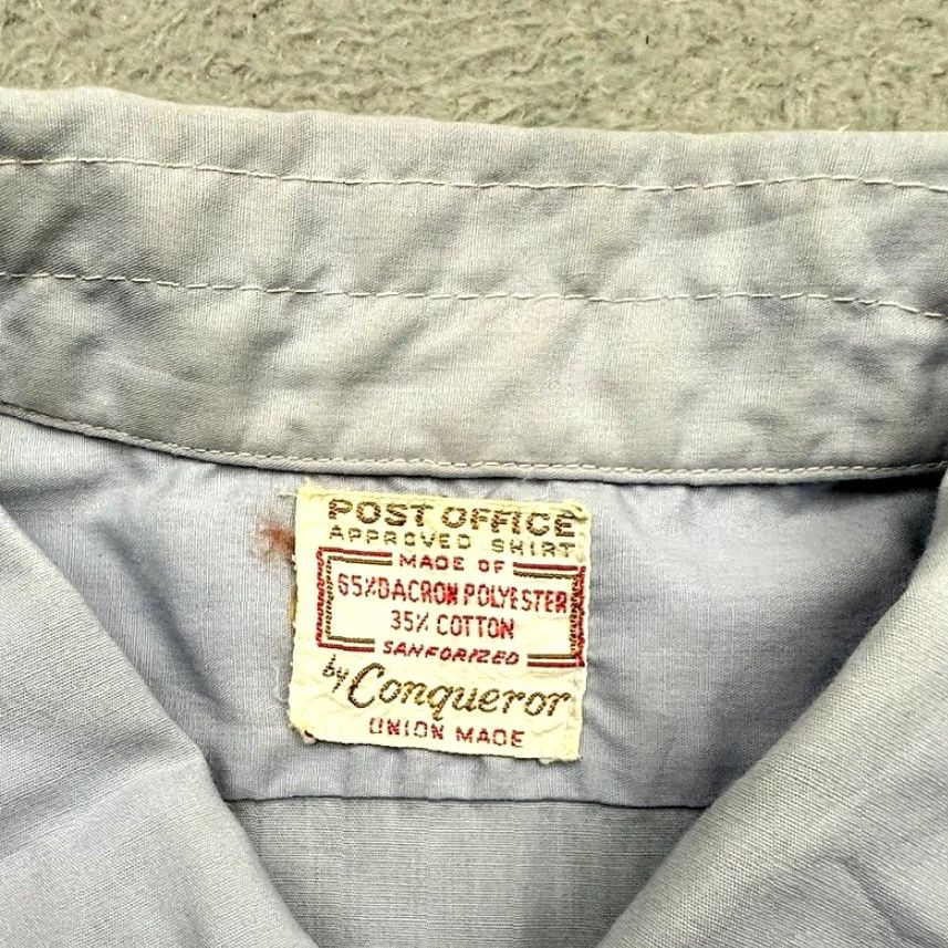 Vintage VINTAGE Conqueror Post Office Shirt Union Made XL Men Short Sleeve Blue 60s 50s 70s USA Button-Up Sanforized Size US XL / EU 56 / 4 - 3 Thumbnail