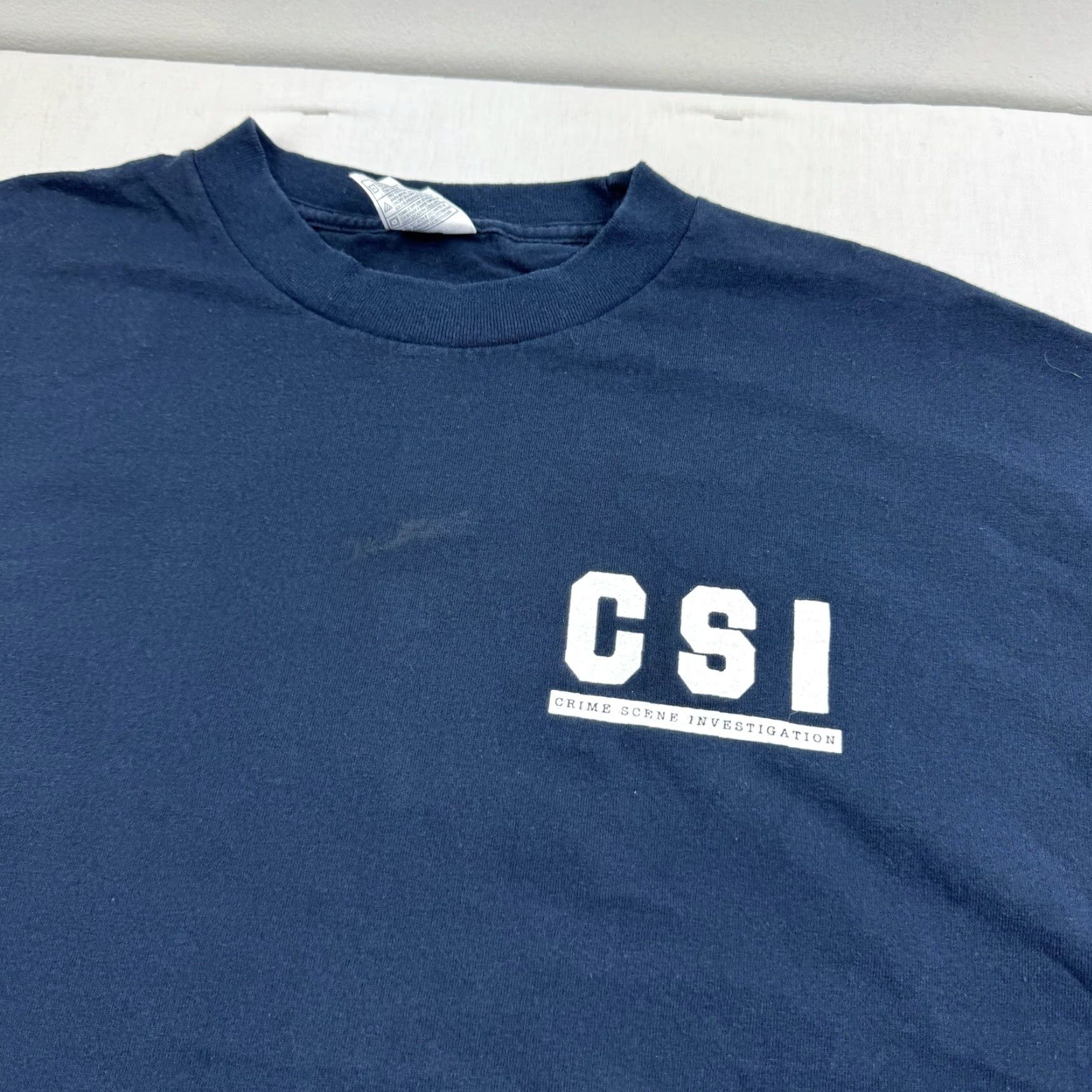 Vintage VINTAGE Alstyle CSI Shirt Adult 2XL Blue Crime Scene Investigator Y2K Grunge Logo T-Shirt Mens Size US XXL / EU 58 / 5 - 4 Thumbnail