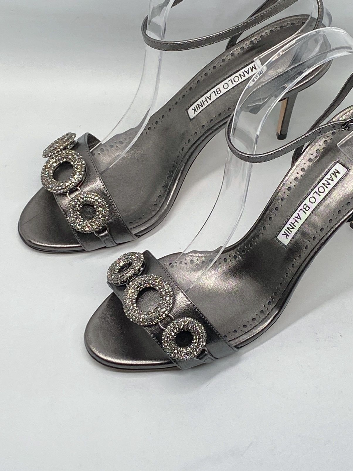Manolo Blahnik Manolo Blahnik Crystal-Embellished Leather Sandals size 37.5 Size US 7.5 / IT 37.5 - 4 Thumbnail