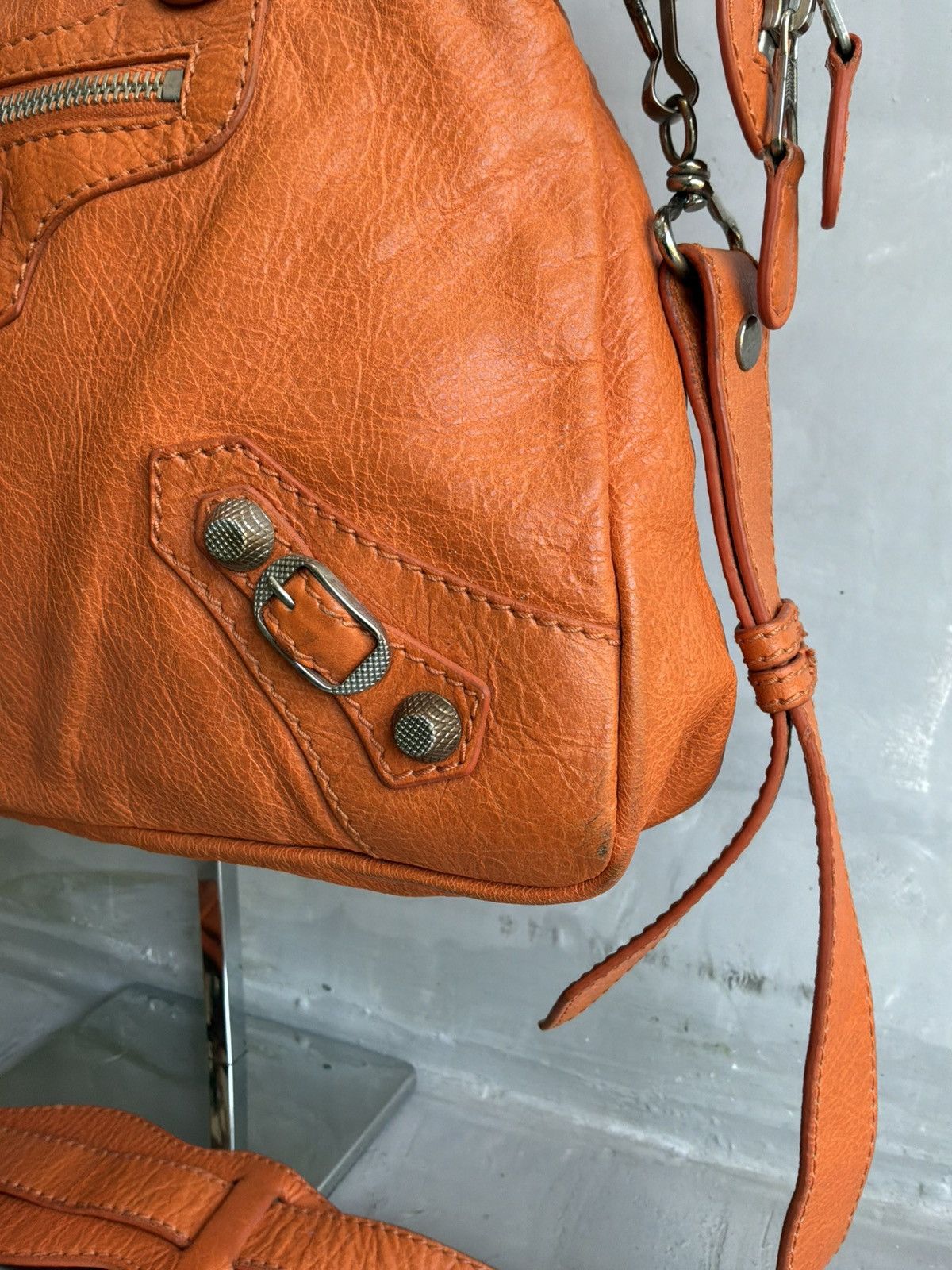Balenciaga - Motorcyle Town - Orange Lambskin Crossbody Bag