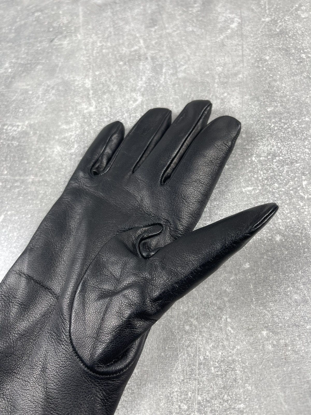Escada × Genuine Leather Escada Leather Black Long Gloves Cashmere Lining Size S Size ONE SIZE - 5 Thumbnail