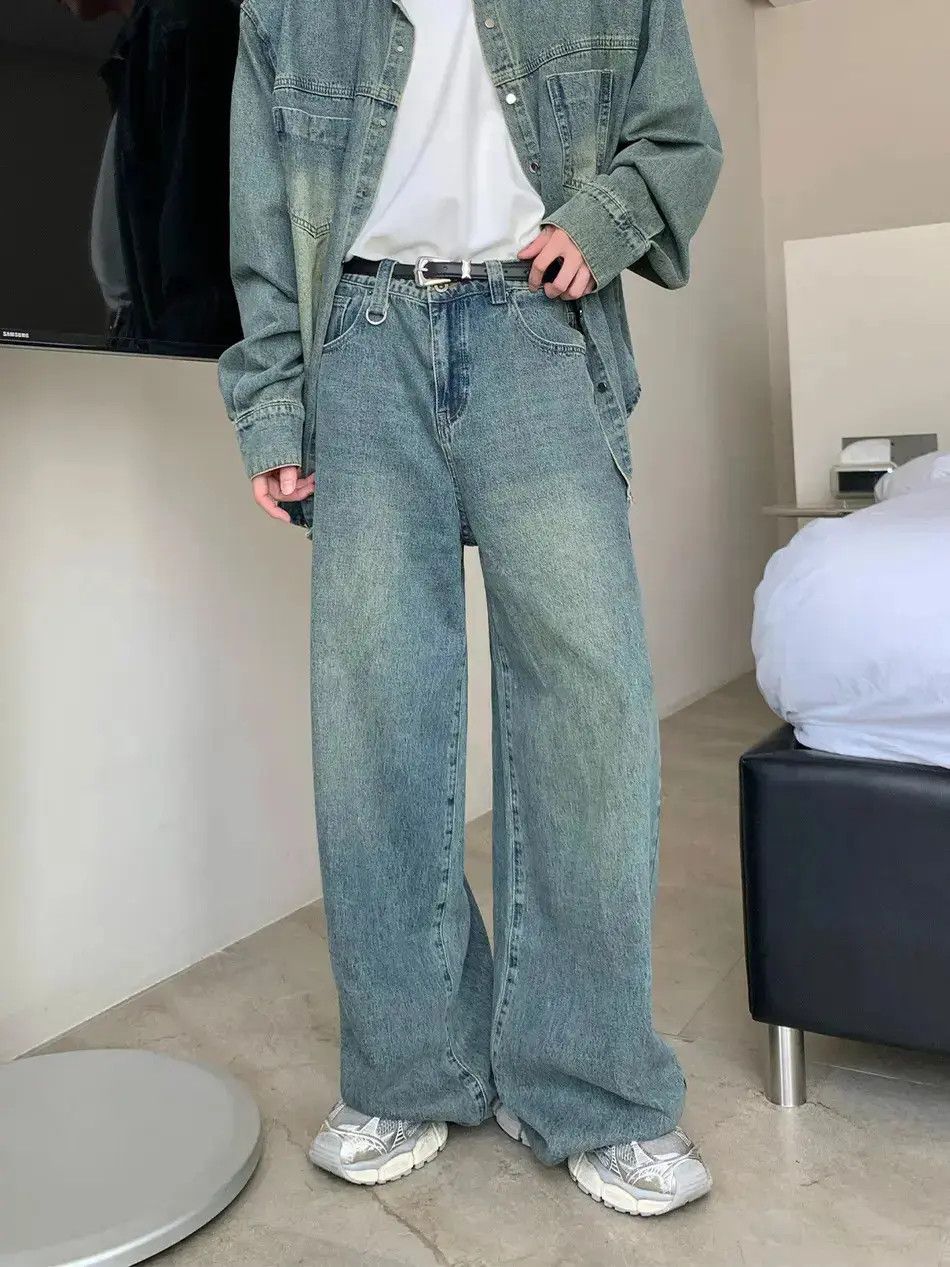 Japanese Brand Retro casual straight leg wide leg jeans Size US 32 / EU 48 - 4 Thumbnail