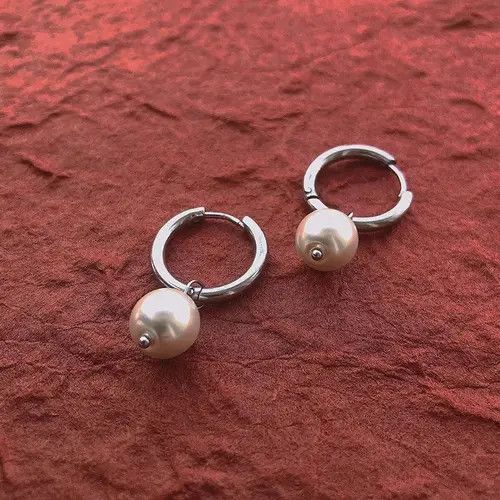 VIBE Punk Circle Round Pearl Hoop Earring Size ONE SIZE - 3 Thumbnail
