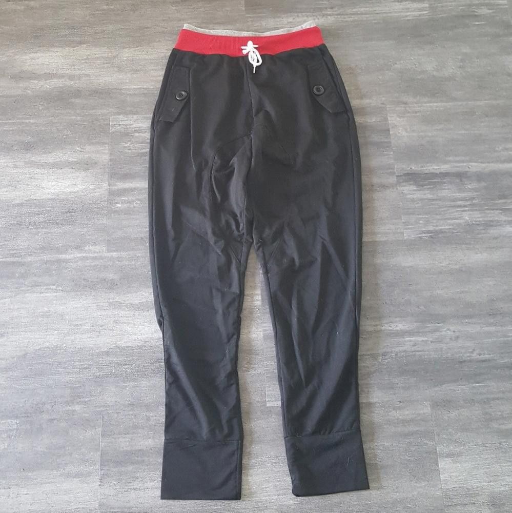 Designer Black Double Trim Harem Sweats Size 32" / US 10 / IT 46 - 1 Thumbnail