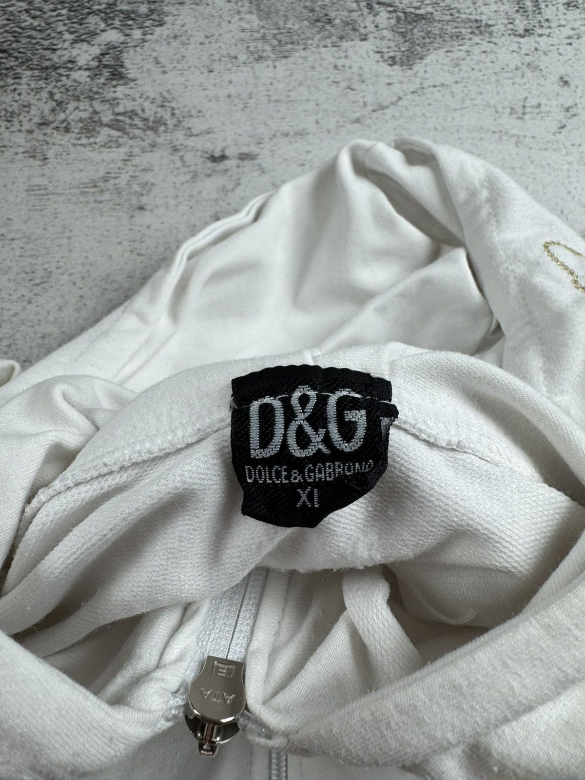 Vintage Dolce Gabbana Women’s XL Vintage D&G 90s White Y2K Zip Hoodie Pullover Size XL / US 12-14 / IT 48-50 - 14 Thumbnail