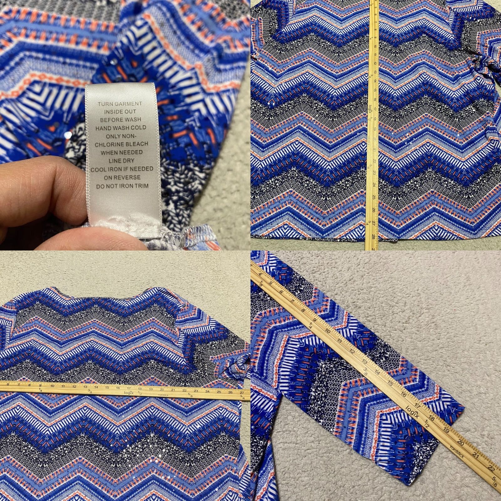 Laura Ashley Laura Ashley Womens 3X Plus Shirt Blouse Round Neck 3/4 Sleeve Multicolor Striped Casual Top Top Mens? Size XXL / US 16-18 / IT 52-54 - 8 Thumbnail