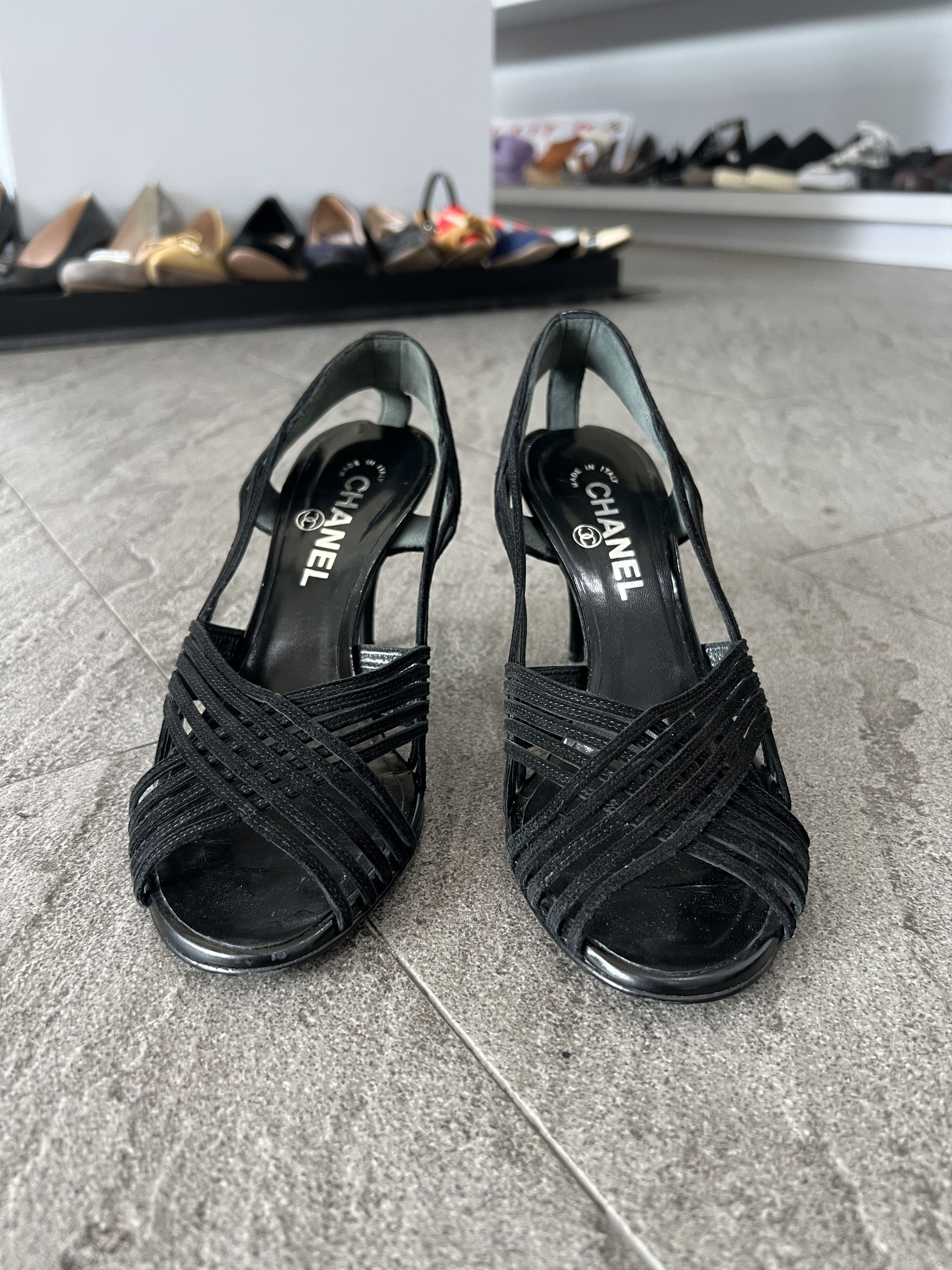 Chanel Chanel Black Strappy Slingback Heels CC Logo EU37 Size US 7 / IT 37 - 3 Thumbnail