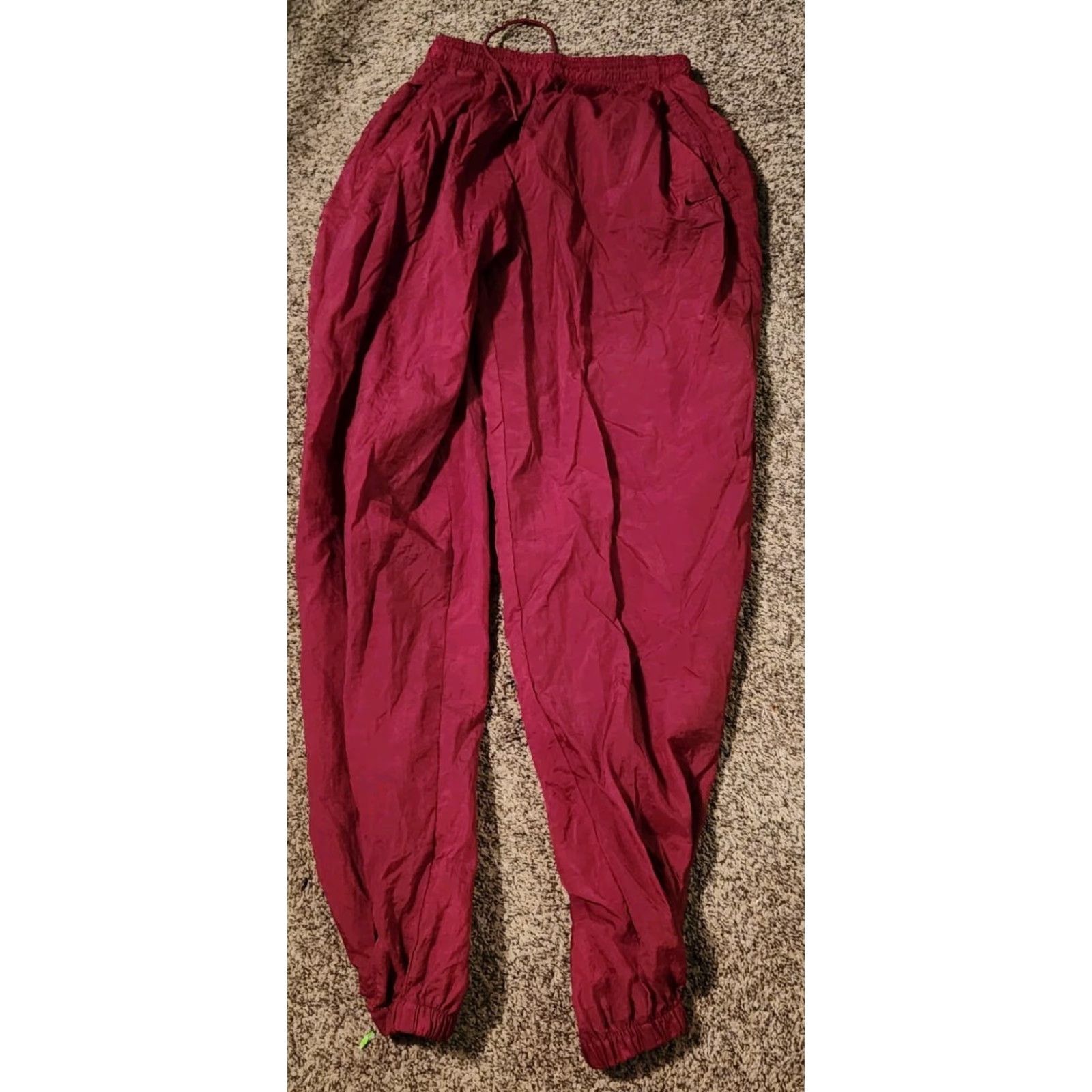 Nike VINTAGE Nike Team Sports Track Pants Men M Red Nylon Polyester Zip Leg Wind Pants 70s 80s Retro Sports Mens Size US 31 - 2 Thumbnail