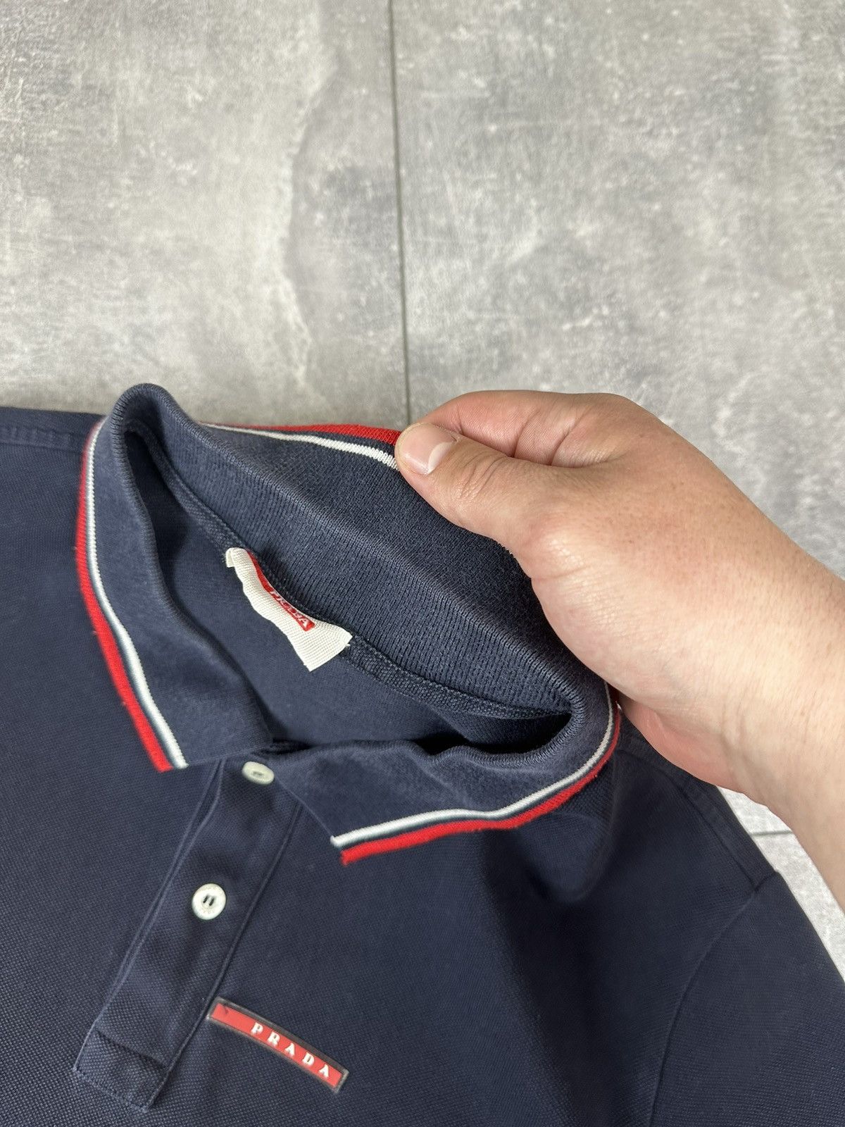 Prada Prada Linea Rossa Red Tab Logo Luxury Cotton Polo Size US XXL / EU 58 / 5 - 11 Thumbnail