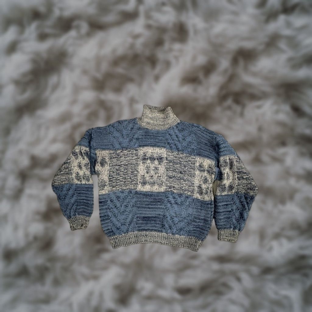 Vintage VINTAGE Blue Cable-Knit Pullover Sweater L Unisex Womens XS? Size L / US 10 / IT 46 - 1 Thumbnail