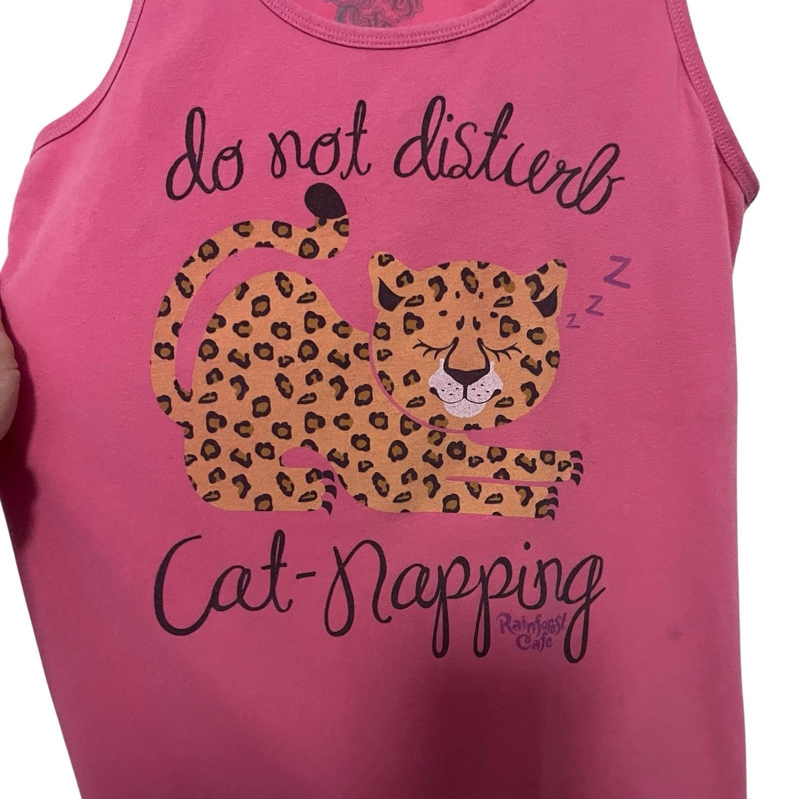 Rainforest × Vintage Rainforest Cafe | Y2K Leopard Cat Napping Tank Top XL Pink Size XL / US 12-14 / IT 48-50 - 3 Thumbnail