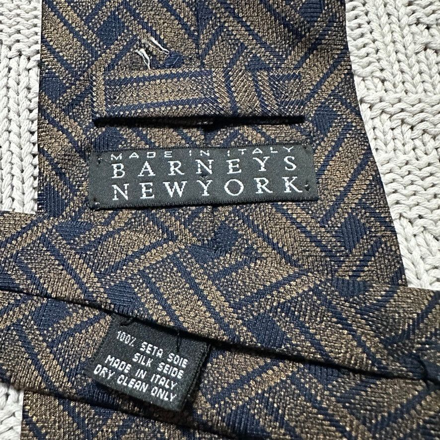 Barneys New York Barney's navy and bronze basketweave Italian silk tie Size ONE SIZE - 3 Thumbnail