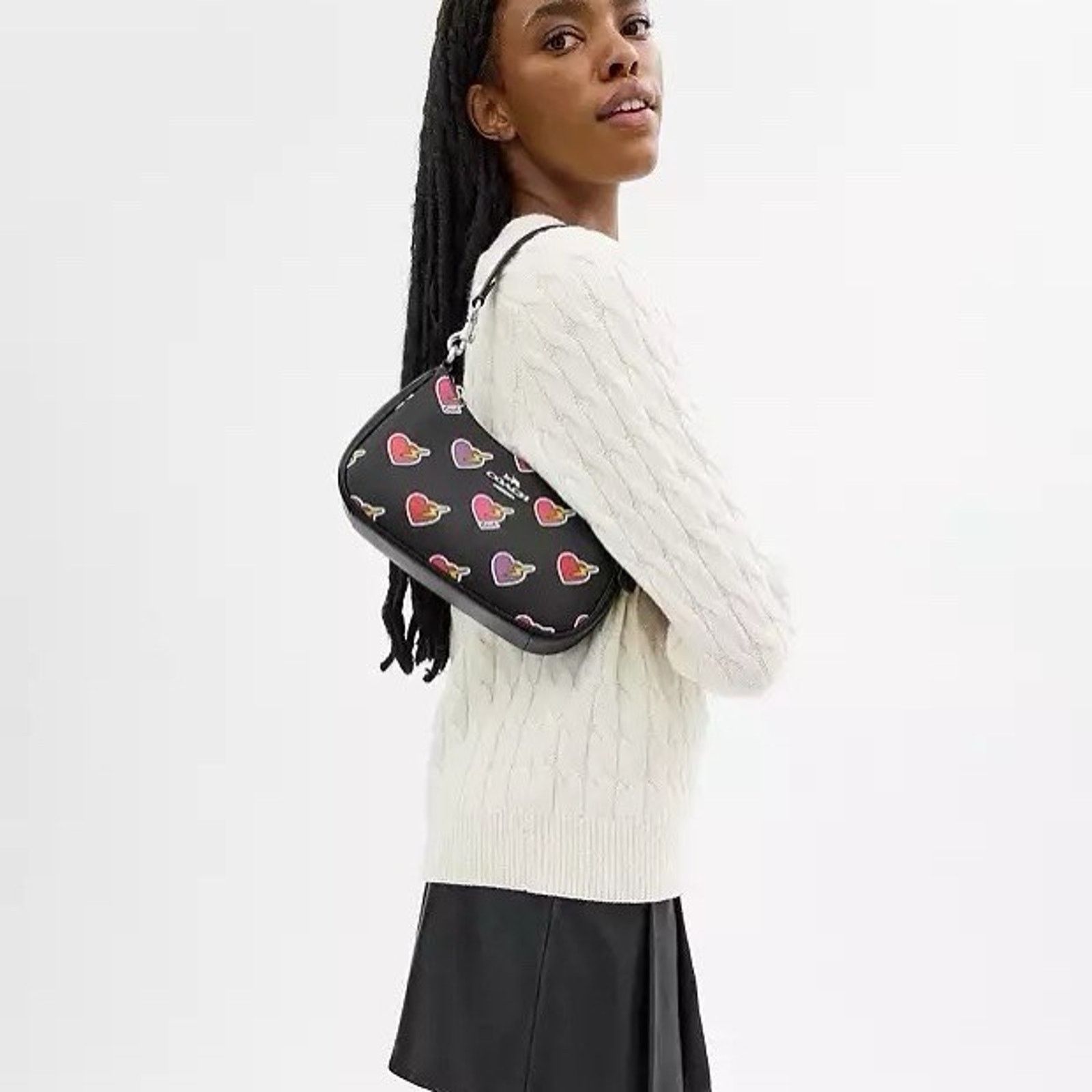 Coach Nwt Coach Teri Shoulder Bag Heart Bolt CY346 Silver/Black Size ONE SIZE - 10 Thumbnail